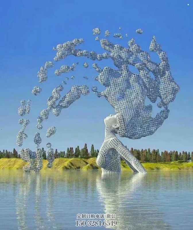 抽象镂空人物雕塑展品，小区雕塑，铁艺人物雕塑制作精选