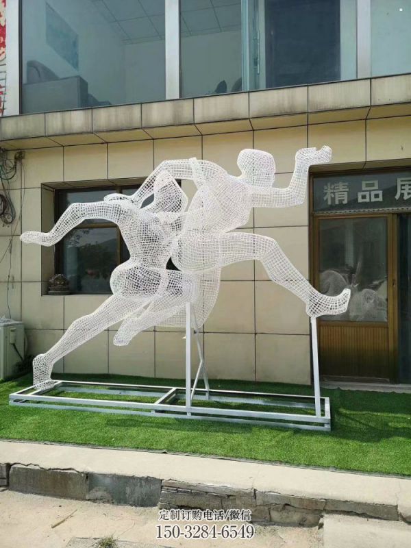 镂空体育雕塑供求，白钢构件，铁艺人物雕塑观赏型